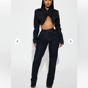 Crop Denim Jacket Sz medium & Stretch Straight Leg Jeans sz 11 (Dark Wash) set